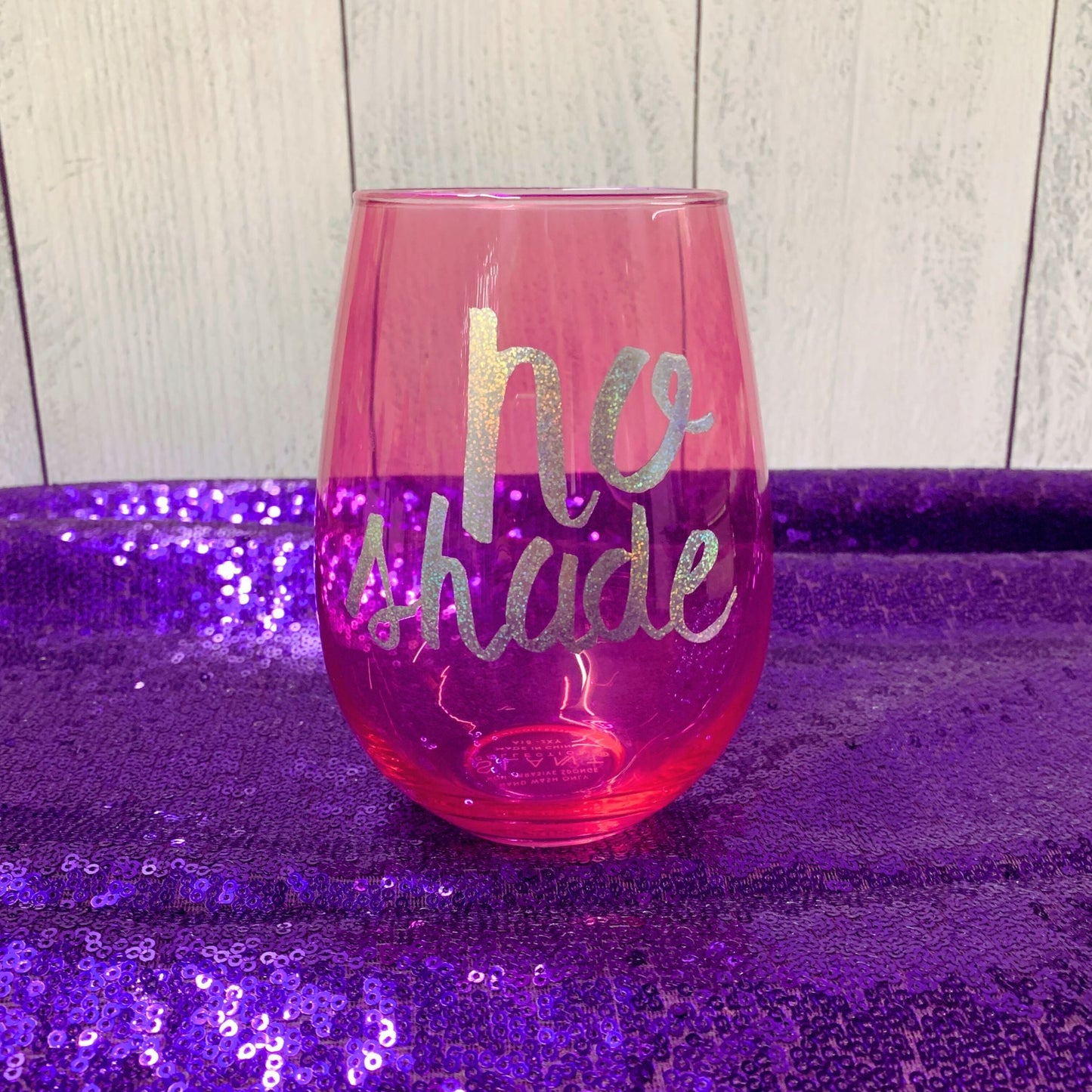 No Shade Jumbo Stemless Wine Glass in Tinted Bright Pink | 30oz Holds a Full Bottle of Wine