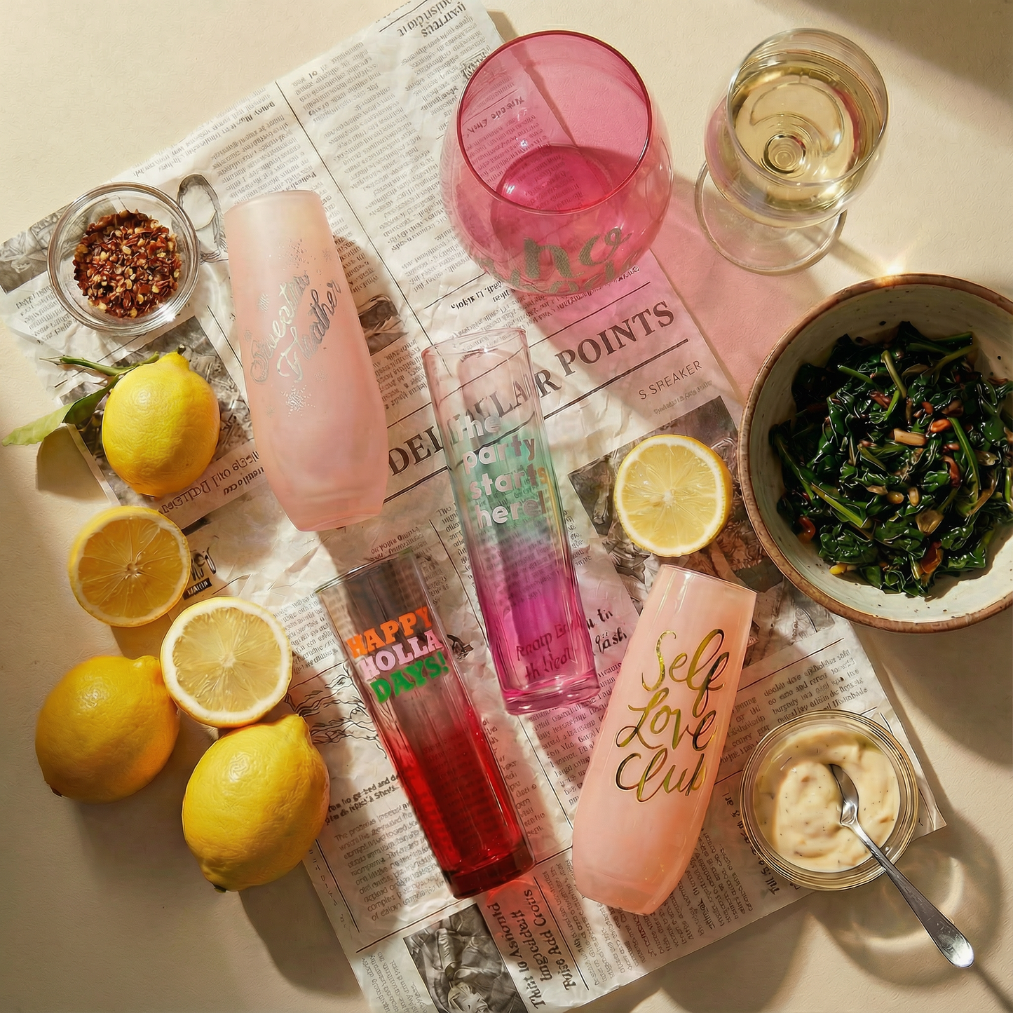 No Shade Jumbo Stemless Wine Glass in Tinted Bright Pink | 30oz Holds a Full Bottle of Wine