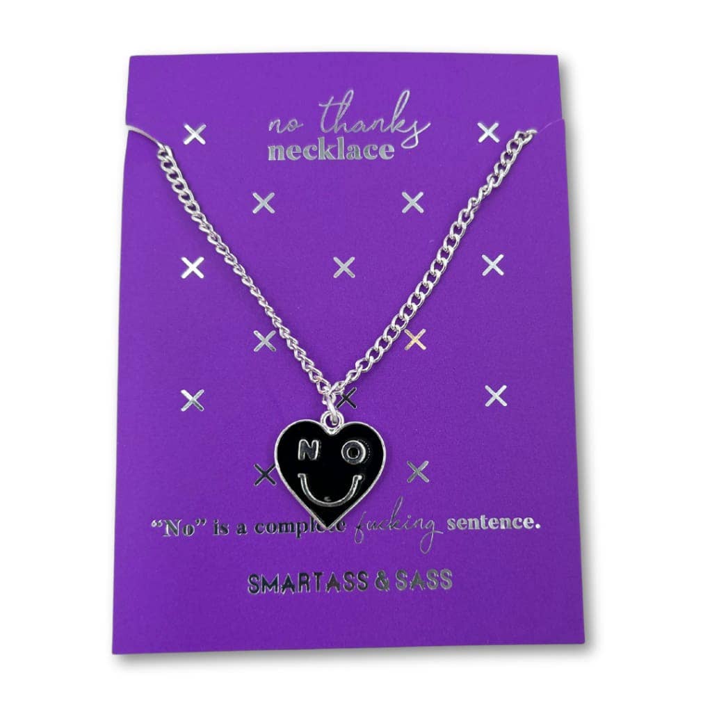 'No' Smiley Necklace | Snarky Heart Shape Charm Pendant | Smartass & Sass at GetBullish