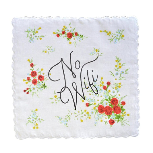 No Wifi Hankie Retro Floral Print Cotton Handkerchief