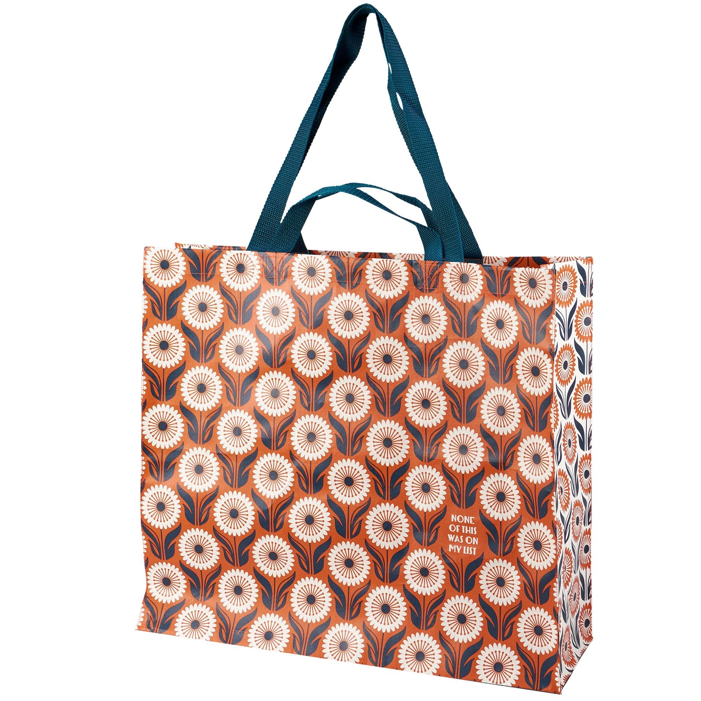 Tote bag with floral pattern on a white background