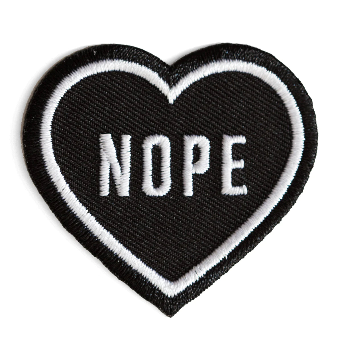 Nope Mini Black Heart Patch with Iron-On Backing