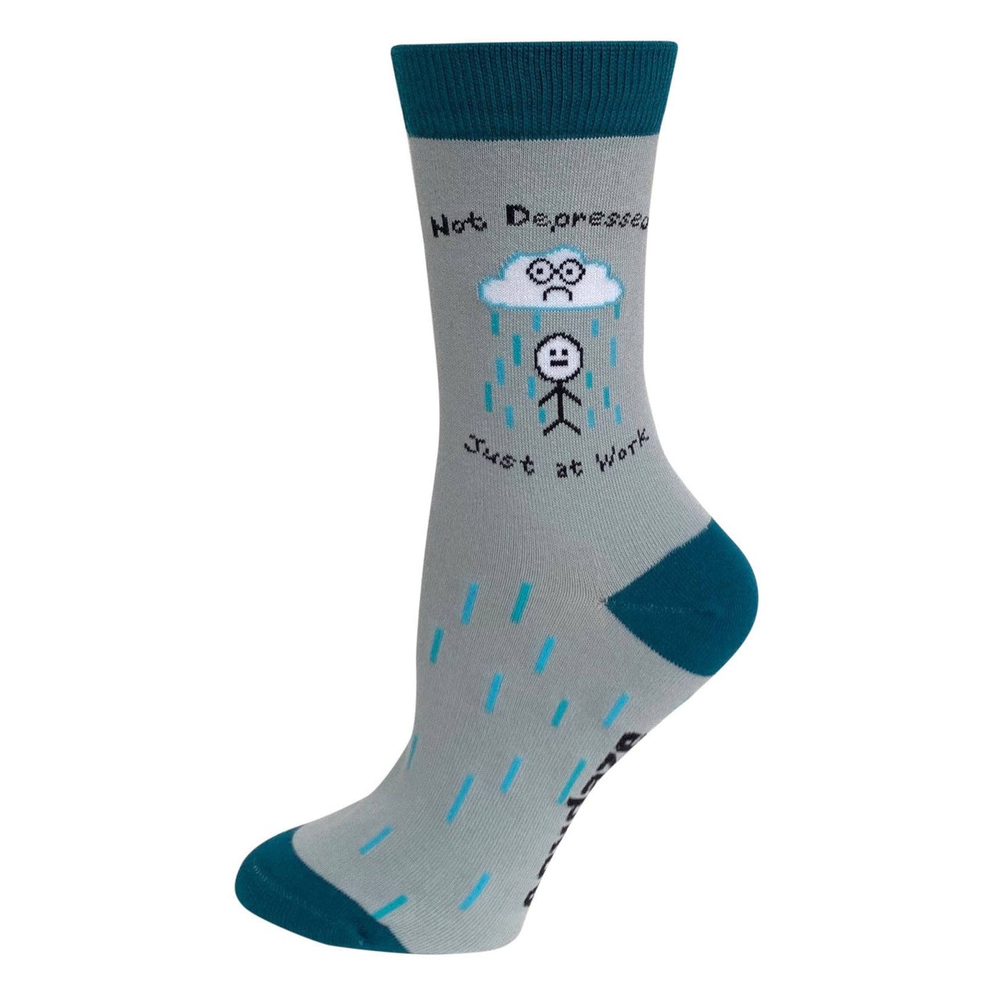 Not Depressed, Just at Work Women's Crew Socks | Gray and Blue Hues