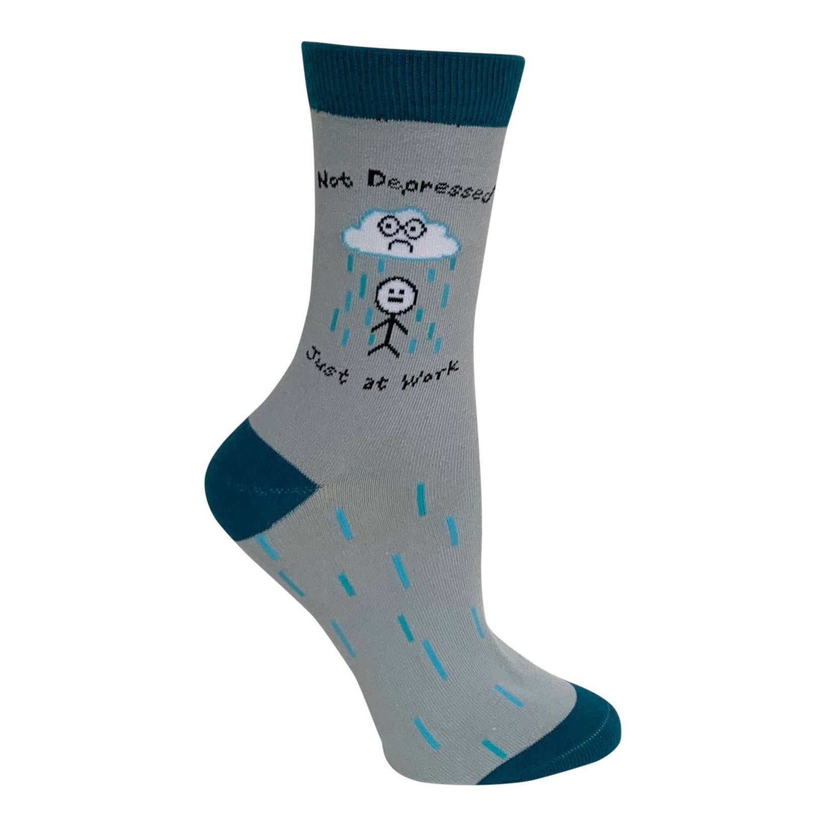 Not Depressed, Just at Work Women's Crew Socks | Gray and Blue Hues