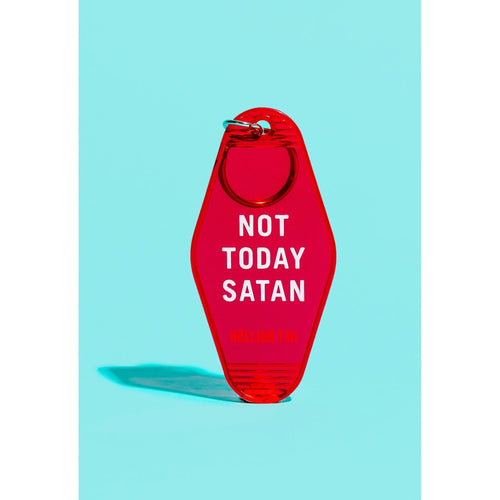 Not Today Satan Red Translucent Motel Style Keychain