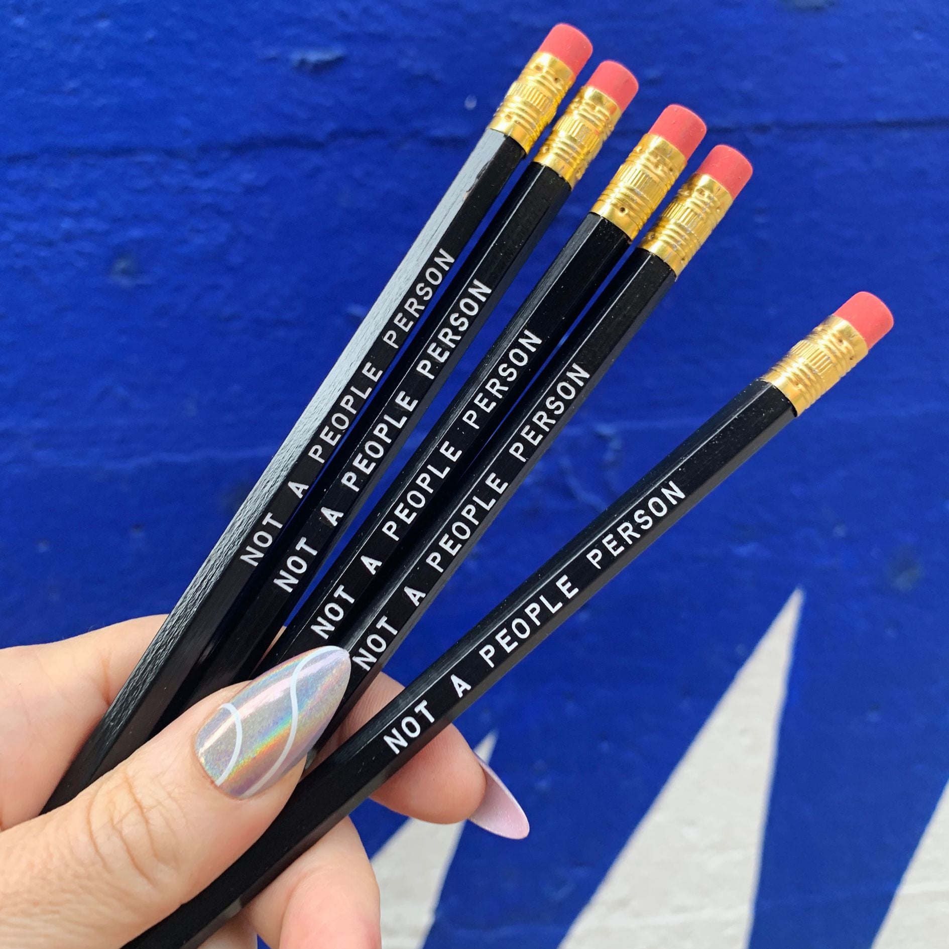 Not a People Person Pencil Set in Black | Set of 5 Funny Novelty Pencils