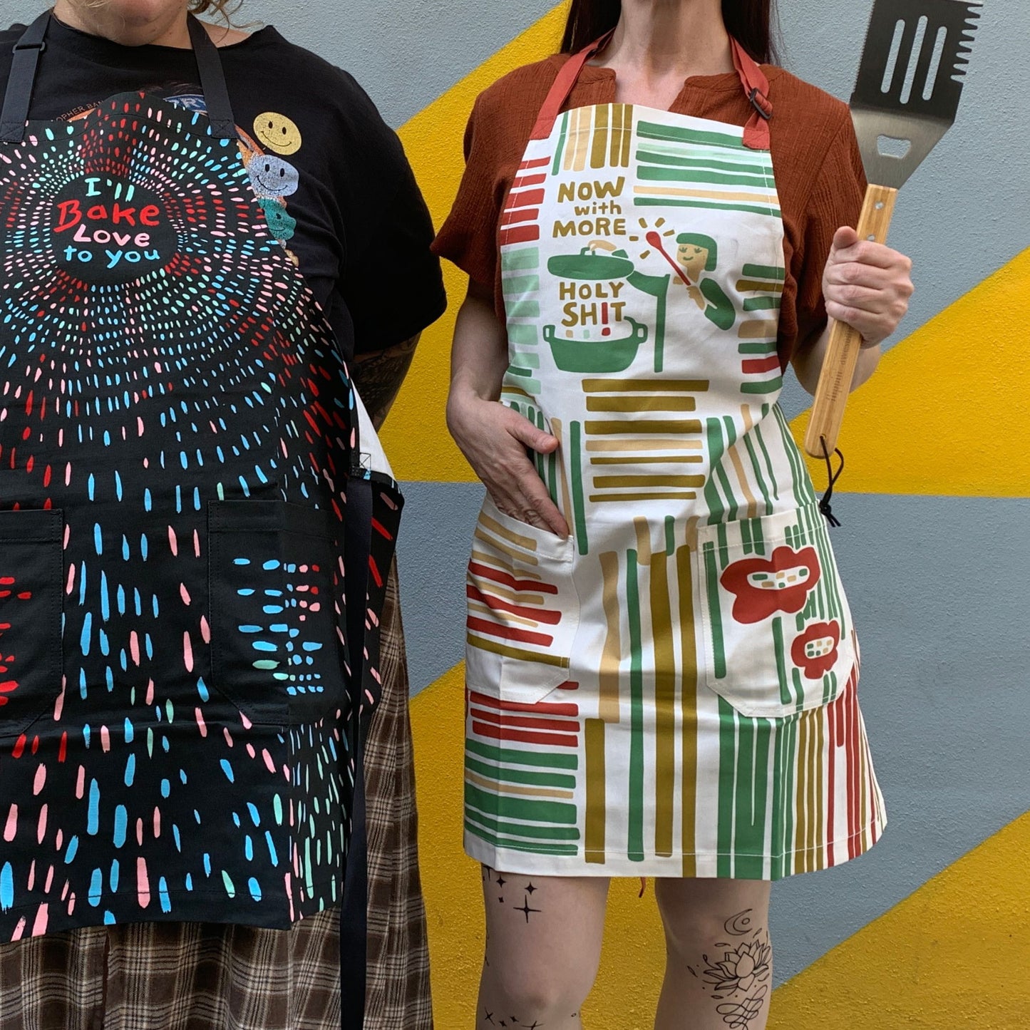 Now With More Holy Shit Funny Cooking and BBQ Apron Unisex 2 Pockets Adjustable Strap 100% Cotton | BlueQ at GetBullish