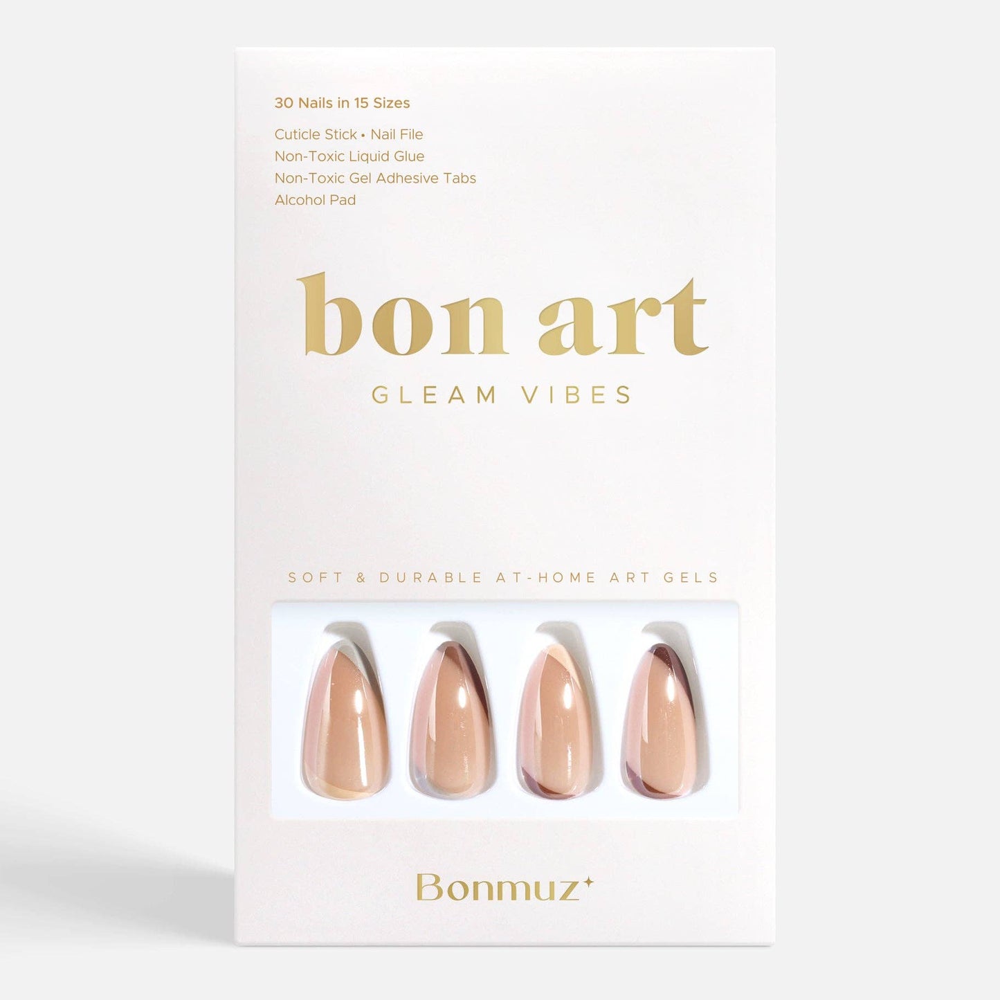 Nudeon Press-On Nails | Neutral Stiletto Nails with Modern Angled Accent | Reusable