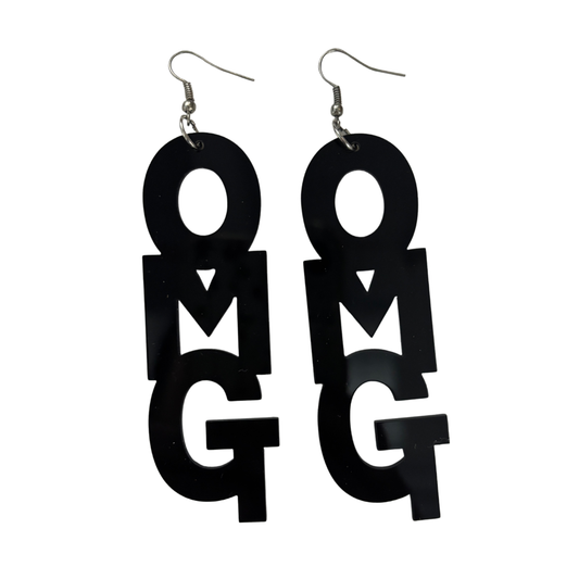 OMG Oversized Acrylic Statement Earrings | 3" Black Dangle Earrings