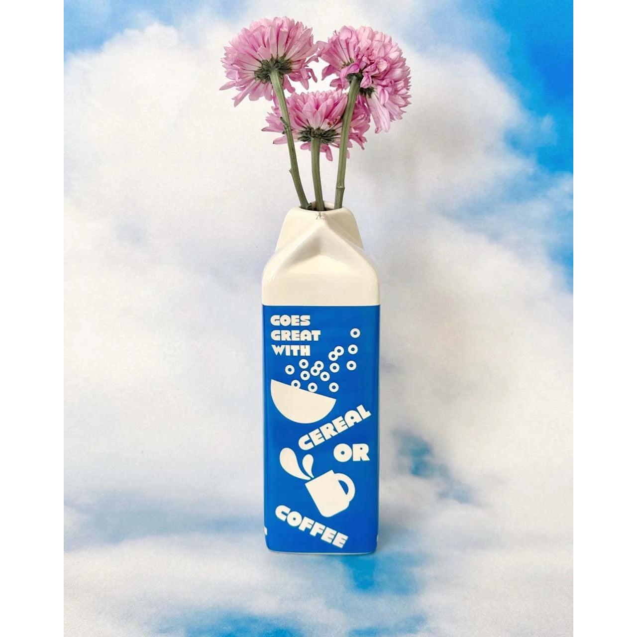 Oat Milk Carton Vase | Modern Shelf & Table Decor