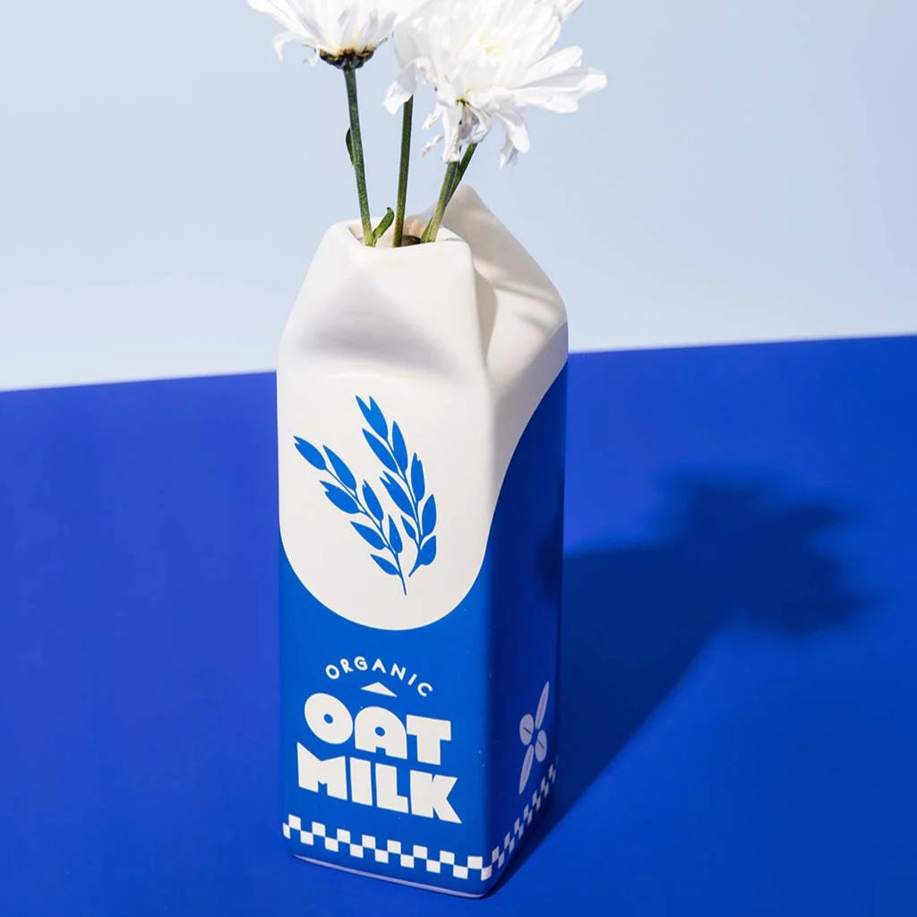 Oat Milk Carton Vase | Modern Shelf & Table Decor