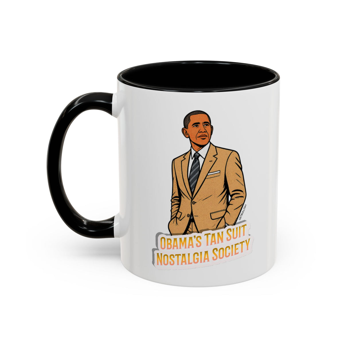 Obama's Tan Suit Nostalgia Society 11oz Black Accent Coffee Mug-GetBullish-The Bullish Store