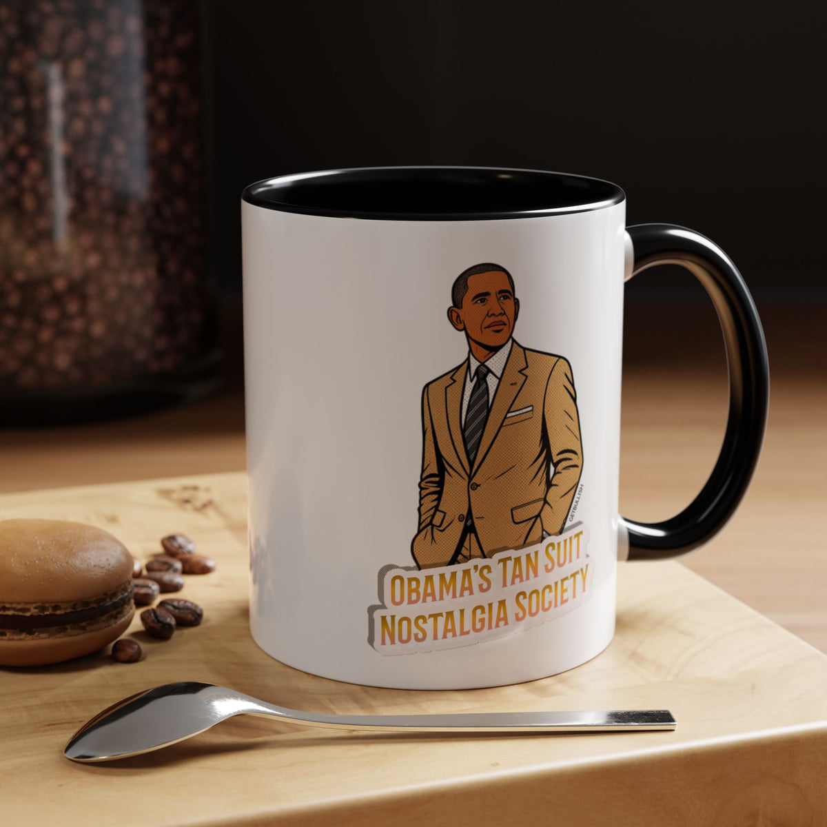 Obama's Tan Suit Nostalgia Society 11oz Black Accent Coffee Mug-GetBullish-The Bullish Store