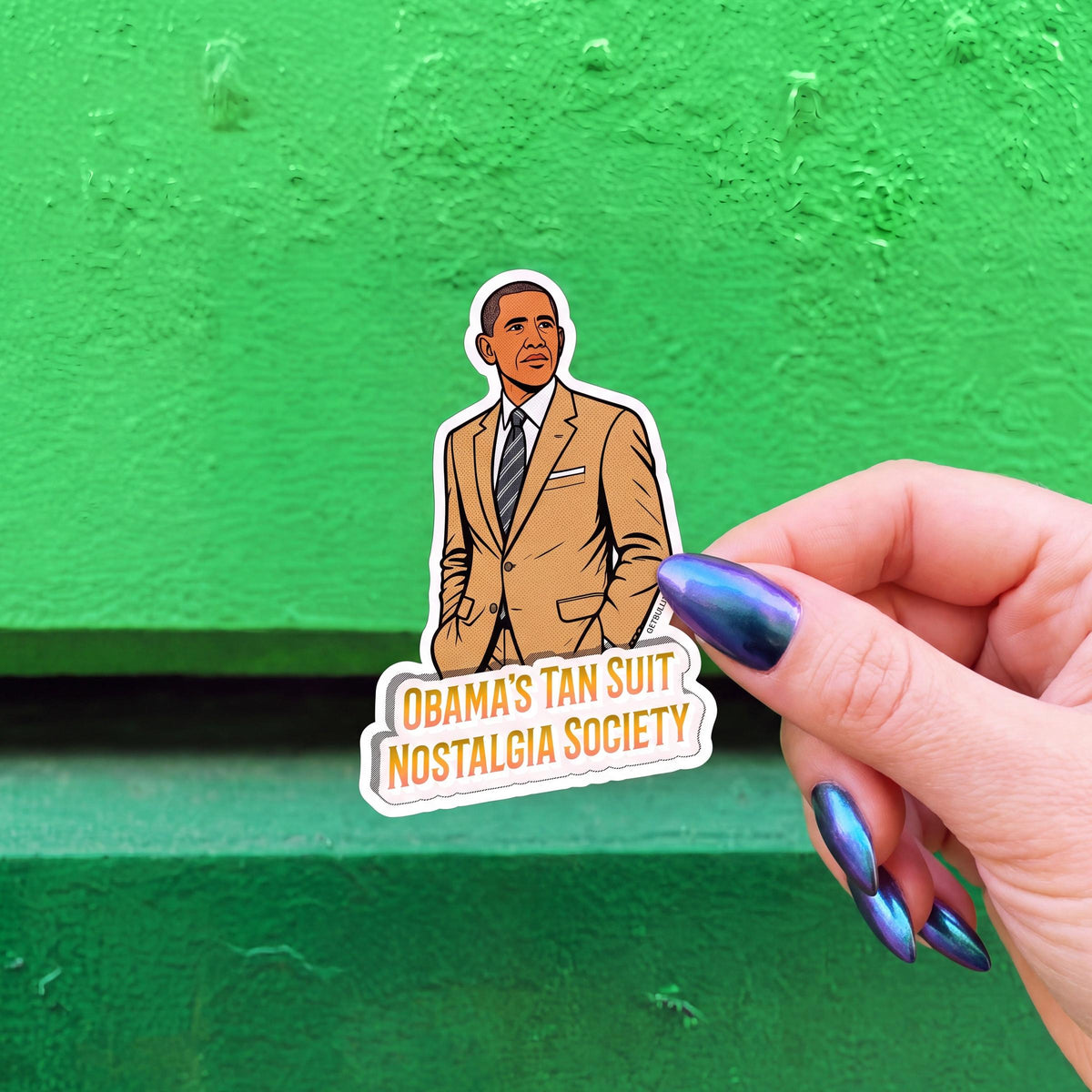 Obama's Tan Suit Nostalgia Society Die Cut Sticker | 3.1" x 2.0"-GetBullish-The Bullish Store
