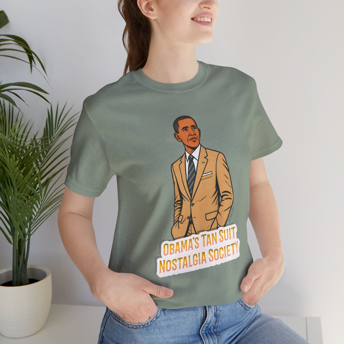 Obama's Tan Suit Nostalgia Society  Jersey Short Sleeve Tee [Sizes XS-4XL]