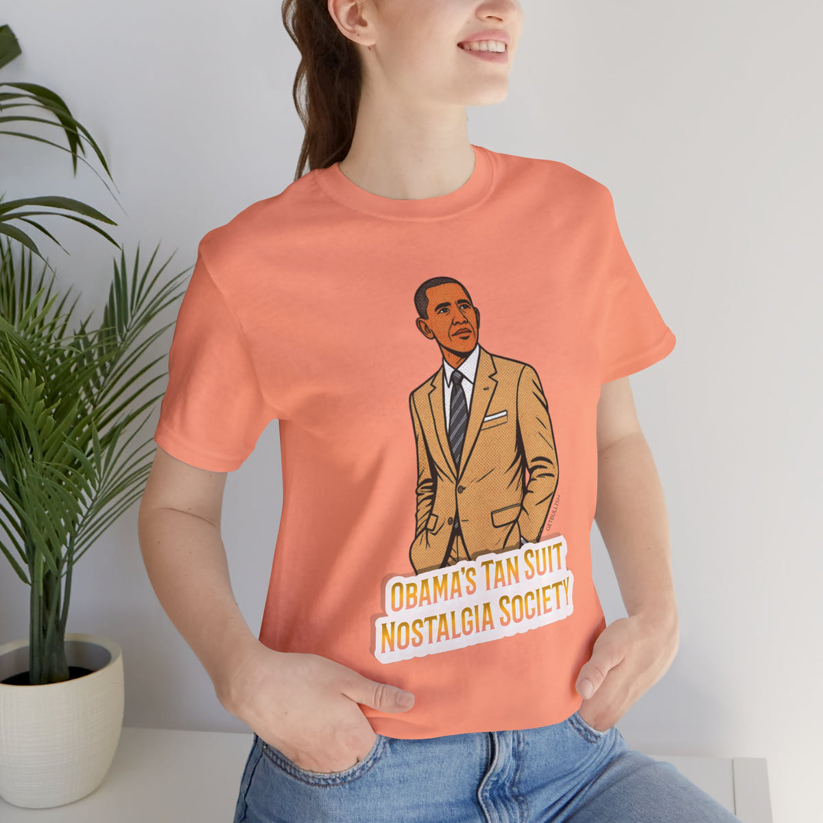Obama's Tan Suit Nostalgia Society  Jersey Short Sleeve Tee [Sizes XS-4XL]