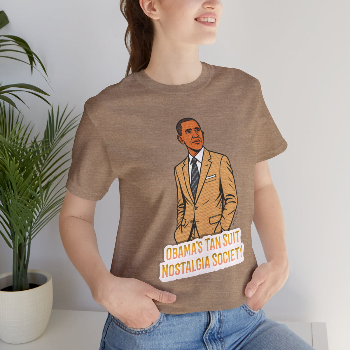 Obama's Tan Suit Nostalgia Society  Jersey Short Sleeve Tee [Sizes XS-4XL]