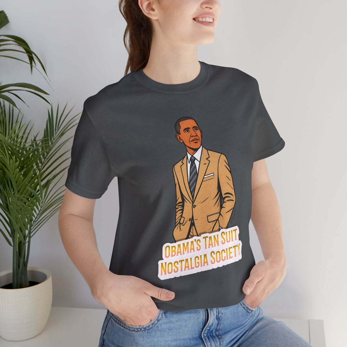 Obama's Tan Suit Nostalgia Society  Jersey Short Sleeve Tee [Sizes XS-4XL]