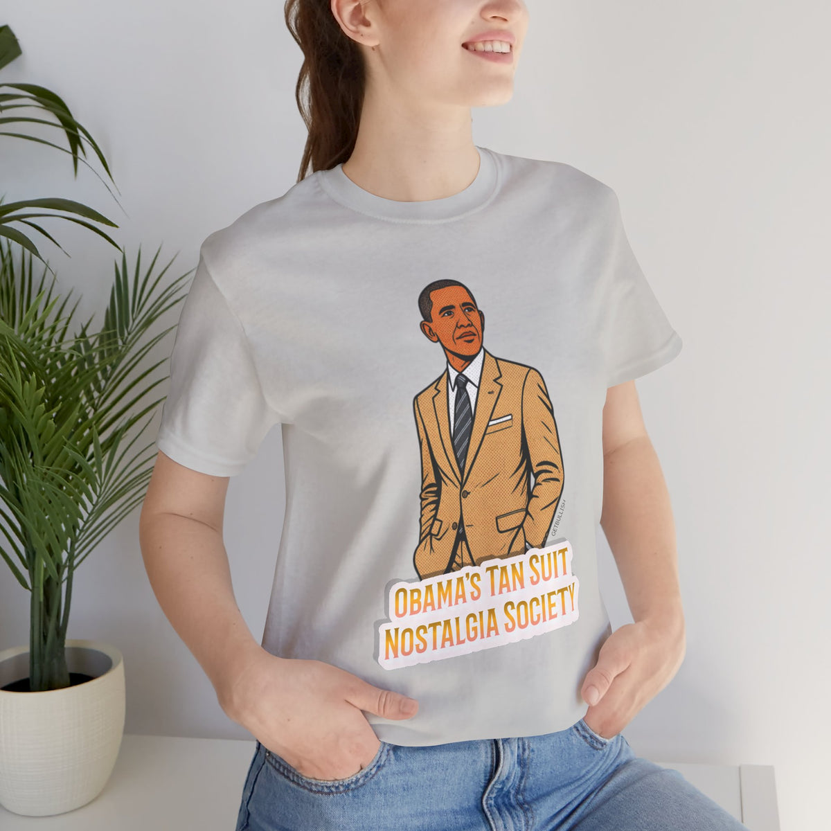 Obama's Tan Suit Nostalgia Society  Jersey Short Sleeve Tee [Sizes XS-4XL]
