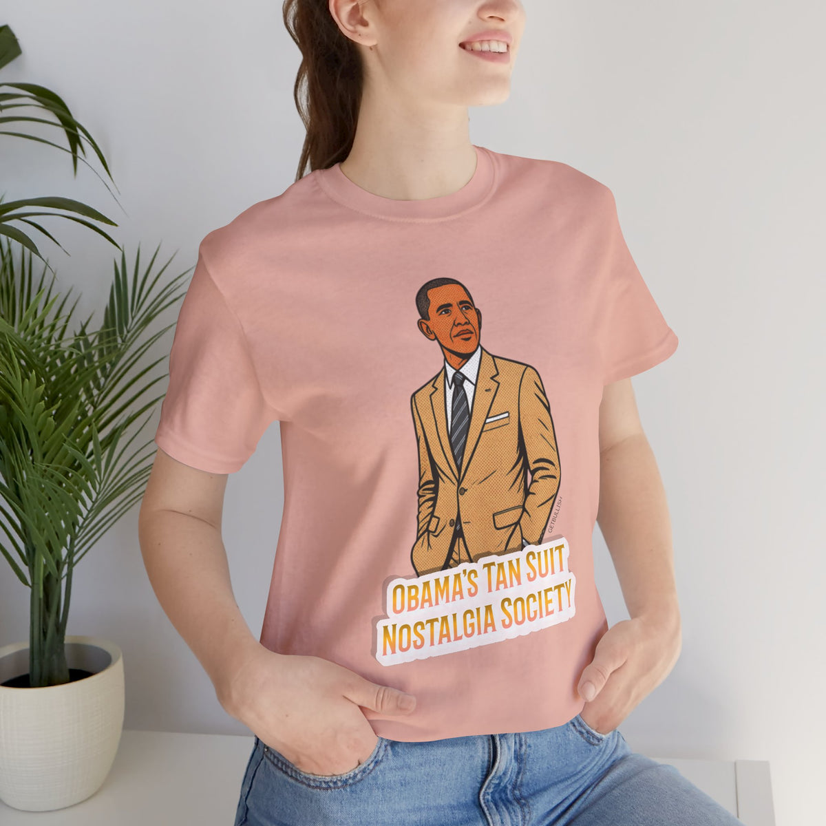 Obama's Tan Suit Nostalgia Society  Jersey Short Sleeve Tee [Sizes XS-4XL]