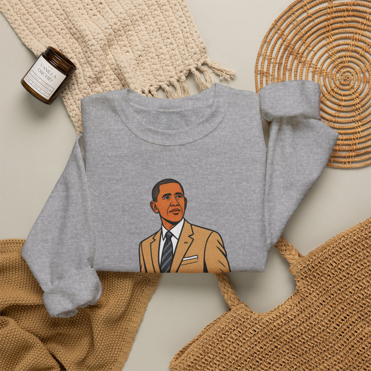Obama's Tan Suit Nostalgia Society Unisex Heavy Blend™ Crewneck Sweatshirt [Sizes S-5X]-GetBullish-The Bullish Store