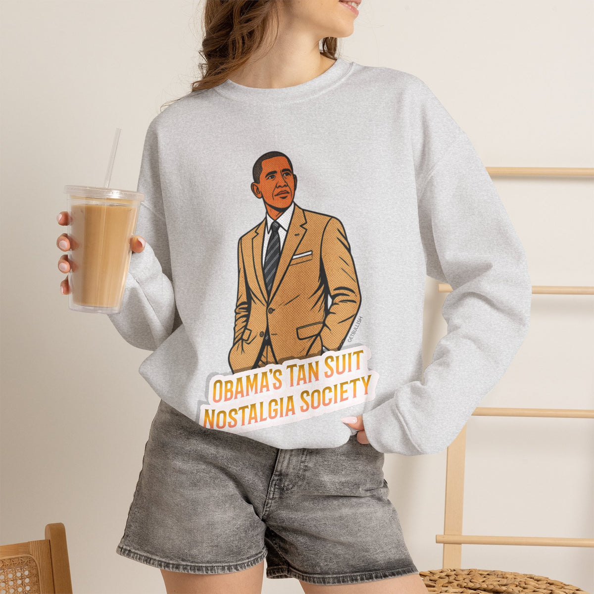 Obama's Tan Suit Nostalgia Society Unisex Heavy Blend™ Crewneck Sweatshirt [Sizes S-5X]-GetBullish-The Bullish Store