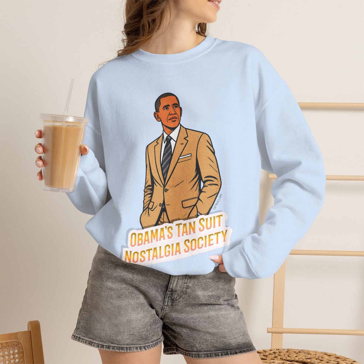 Obama's Tan Suit Nostalgia Society Unisex Heavy Blend™ Crewneck Sweatshirt [Sizes S-5X]-GetBullish-The Bullish Store