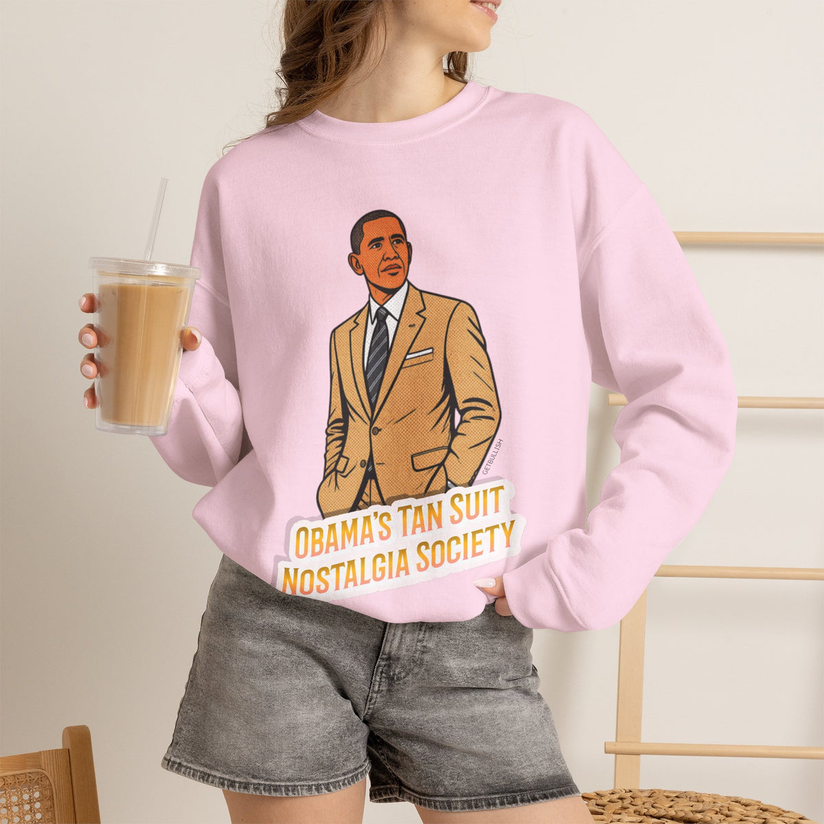 Obama's Tan Suit Nostalgia Society Unisex Heavy Blend™ Crewneck Sweatshirt [Sizes S-5X]-GetBullish-The Bullish Store