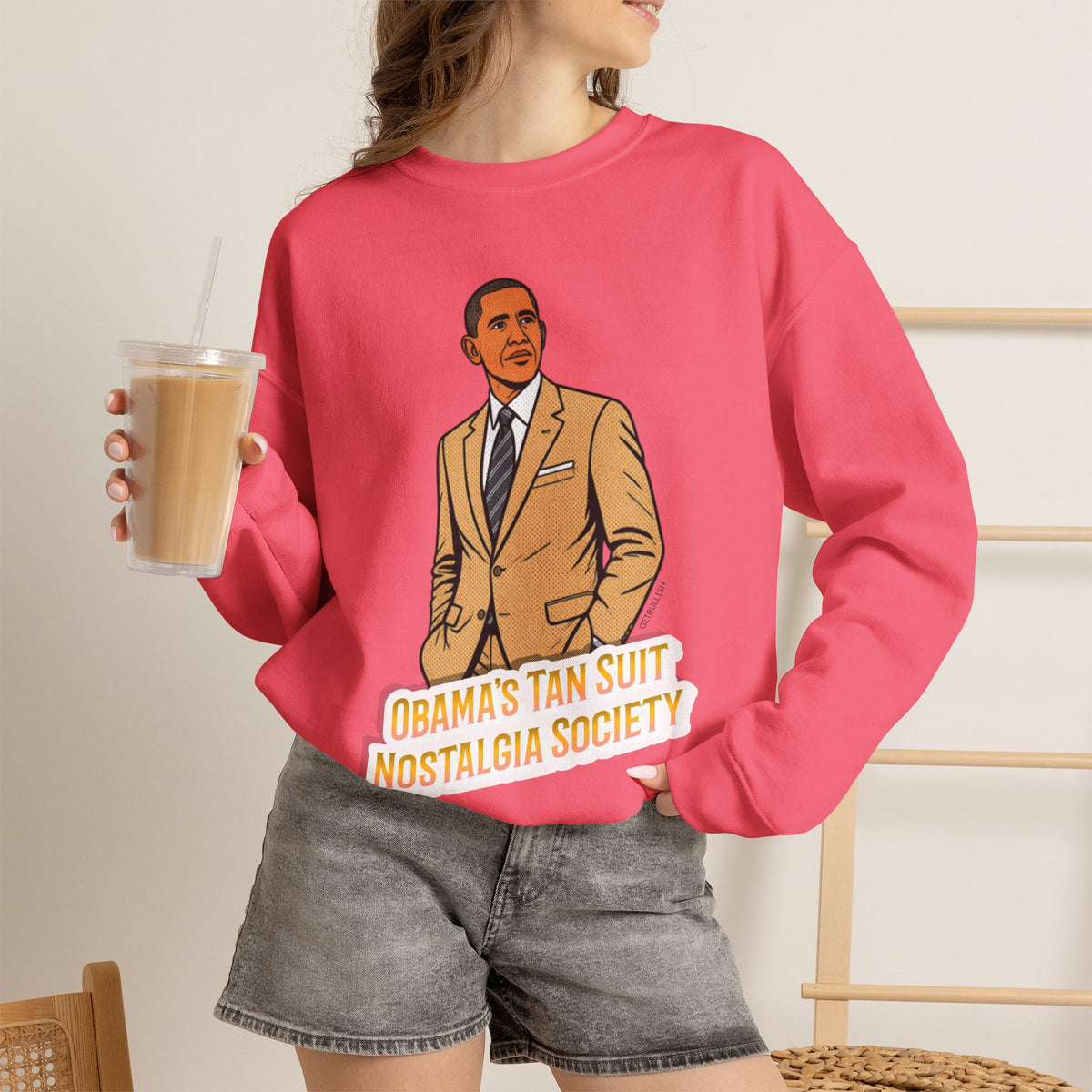 Obama's Tan Suit Nostalgia Society Unisex Heavy Blend™ Crewneck Sweatshirt [Sizes S-5X]-GetBullish-The Bullish Store