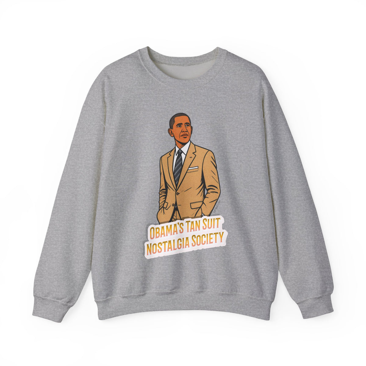Obama's Tan Suit Nostalgia Society Unisex Heavy Blend™ Crewneck Sweatshirt [Sizes S-5X]-GetBullish-The Bullish Store
