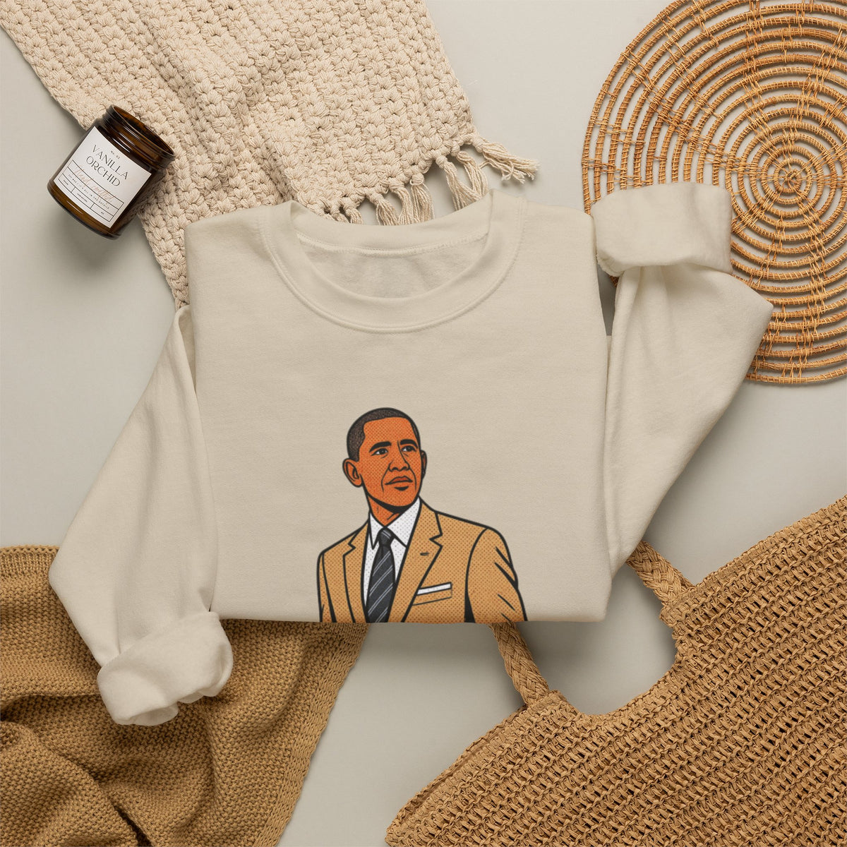 Obama's Tan Suit Nostalgia Society Unisex Heavy Blend™ Crewneck Sweatshirt [Sizes S-5X]-GetBullish-The Bullish Store