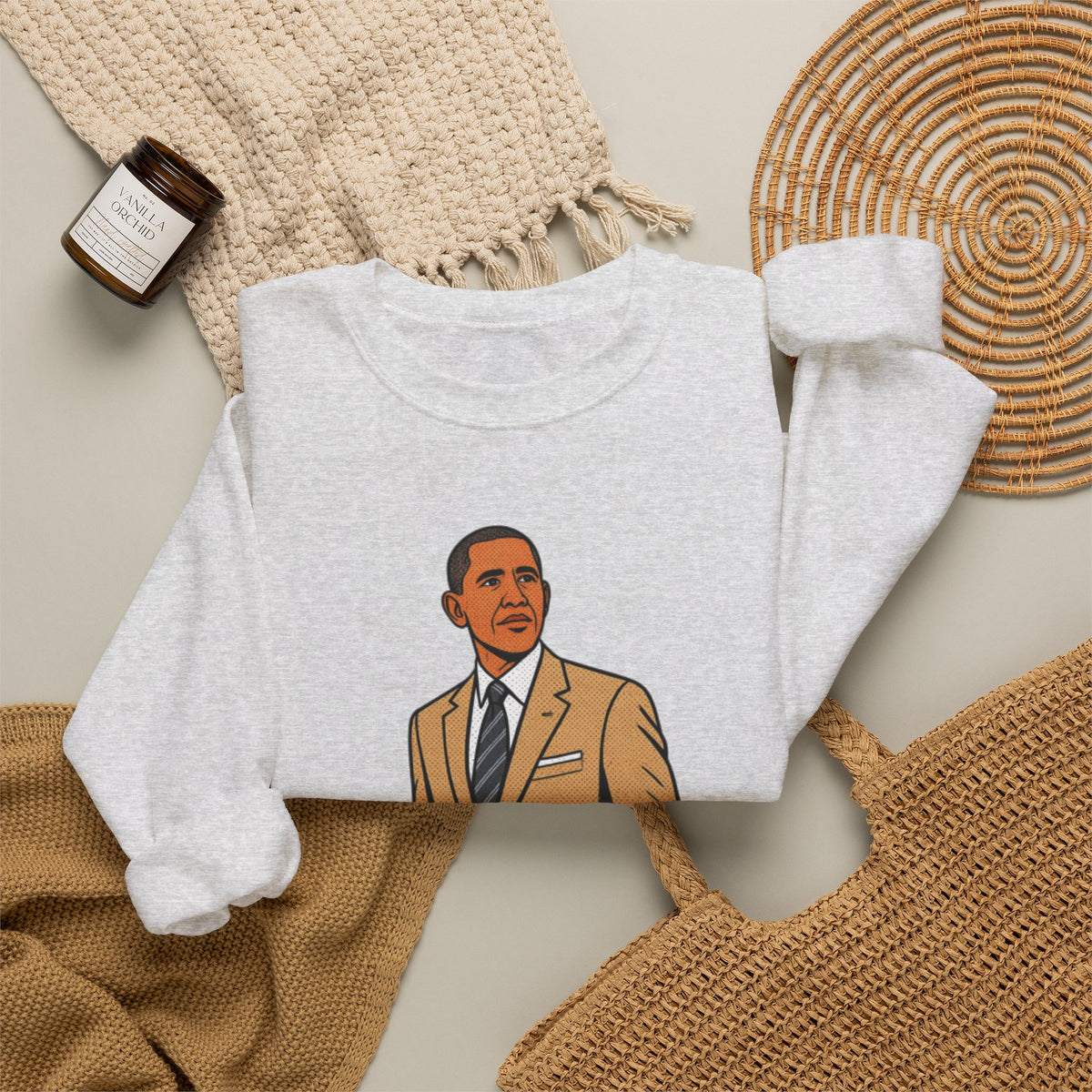 Obama's Tan Suit Nostalgia Society Unisex Heavy Blend™ Crewneck Sweatshirt [Sizes S-5X]-GetBullish-The Bullish Store