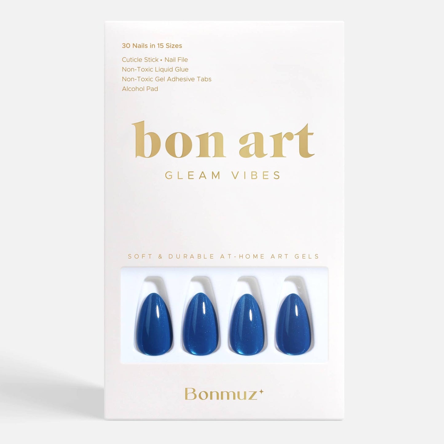 Ocean Quartz Press-On Nails | Blue Cat-Eye Shimmer, Glossy & Reusable