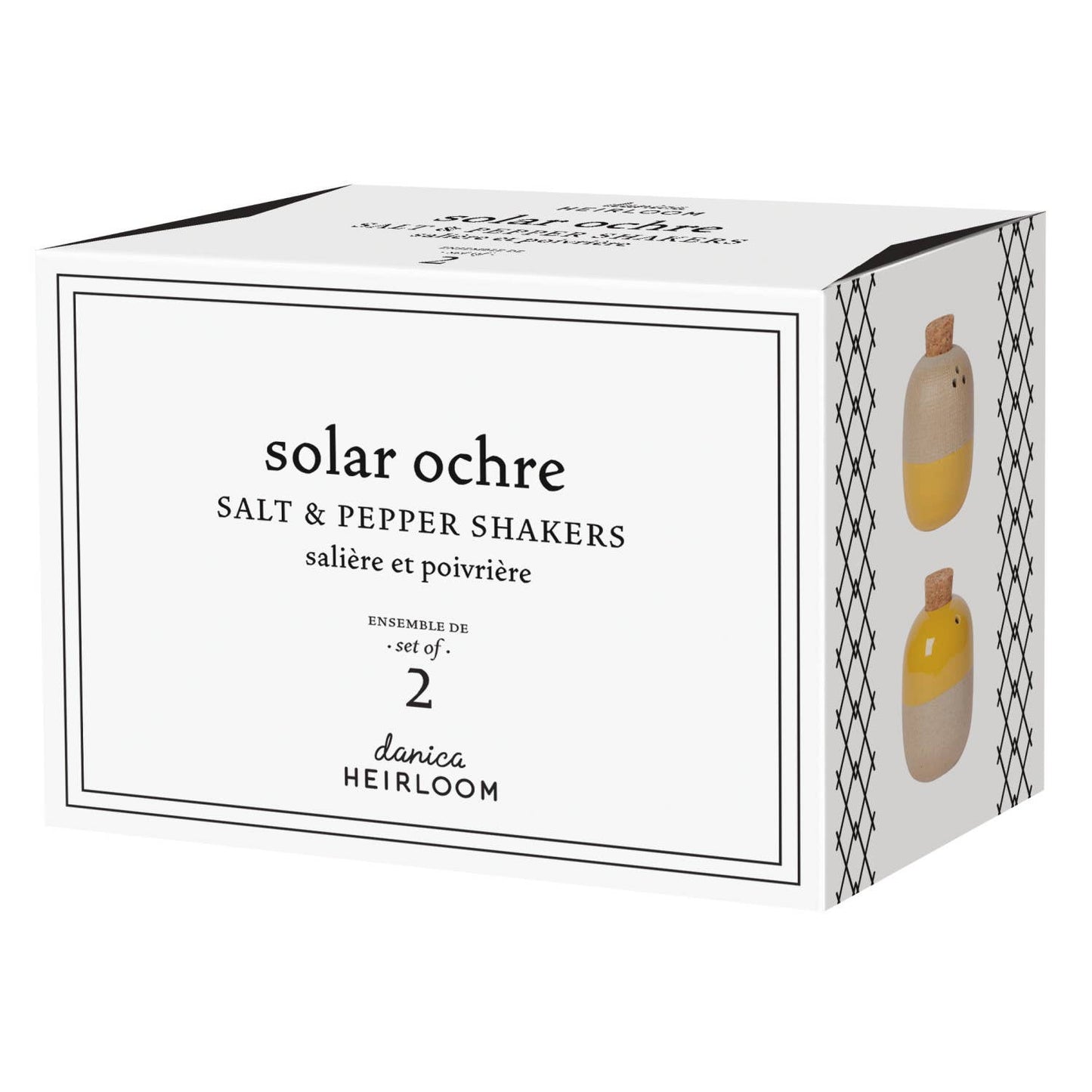 Ochre Solar Salt & Pepper Shakers Set | Stoneware Seasoning Dispensers Condiments Container