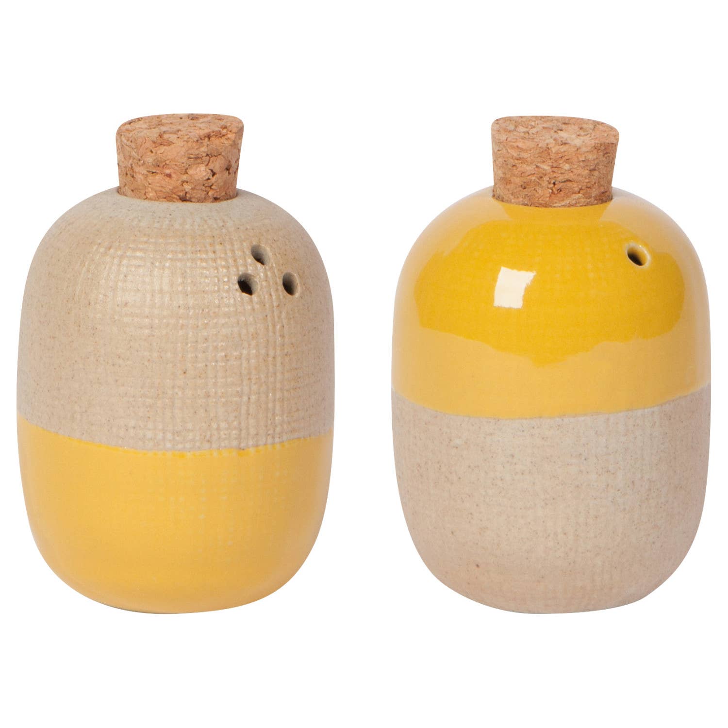 Ochre Solar Salt & Pepper Shakers Set | Stoneware Seasoning Dispensers Condiments Container