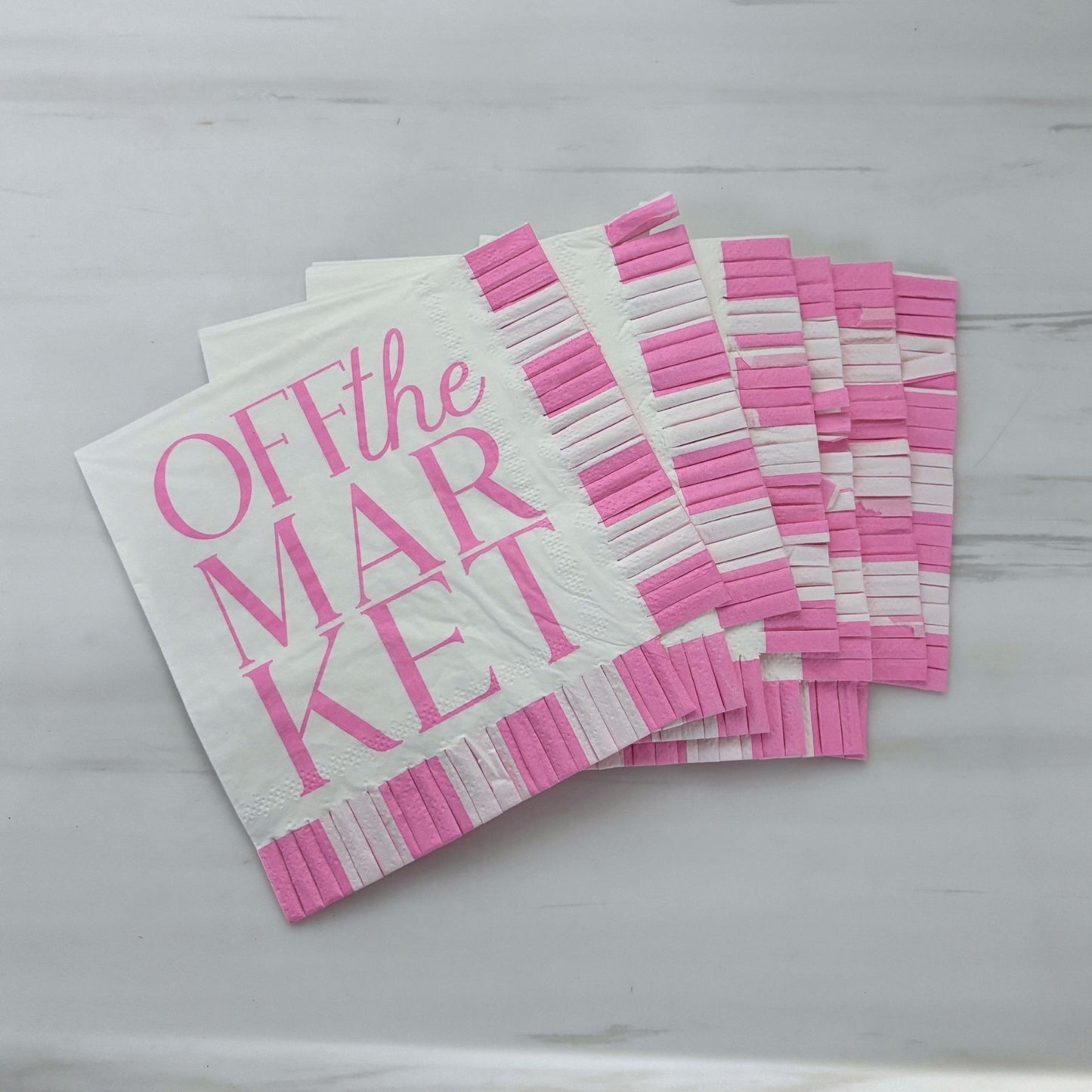 Off The Market Fringe Beverage Napkins | Party Cocktail Paper Napkin | 5"