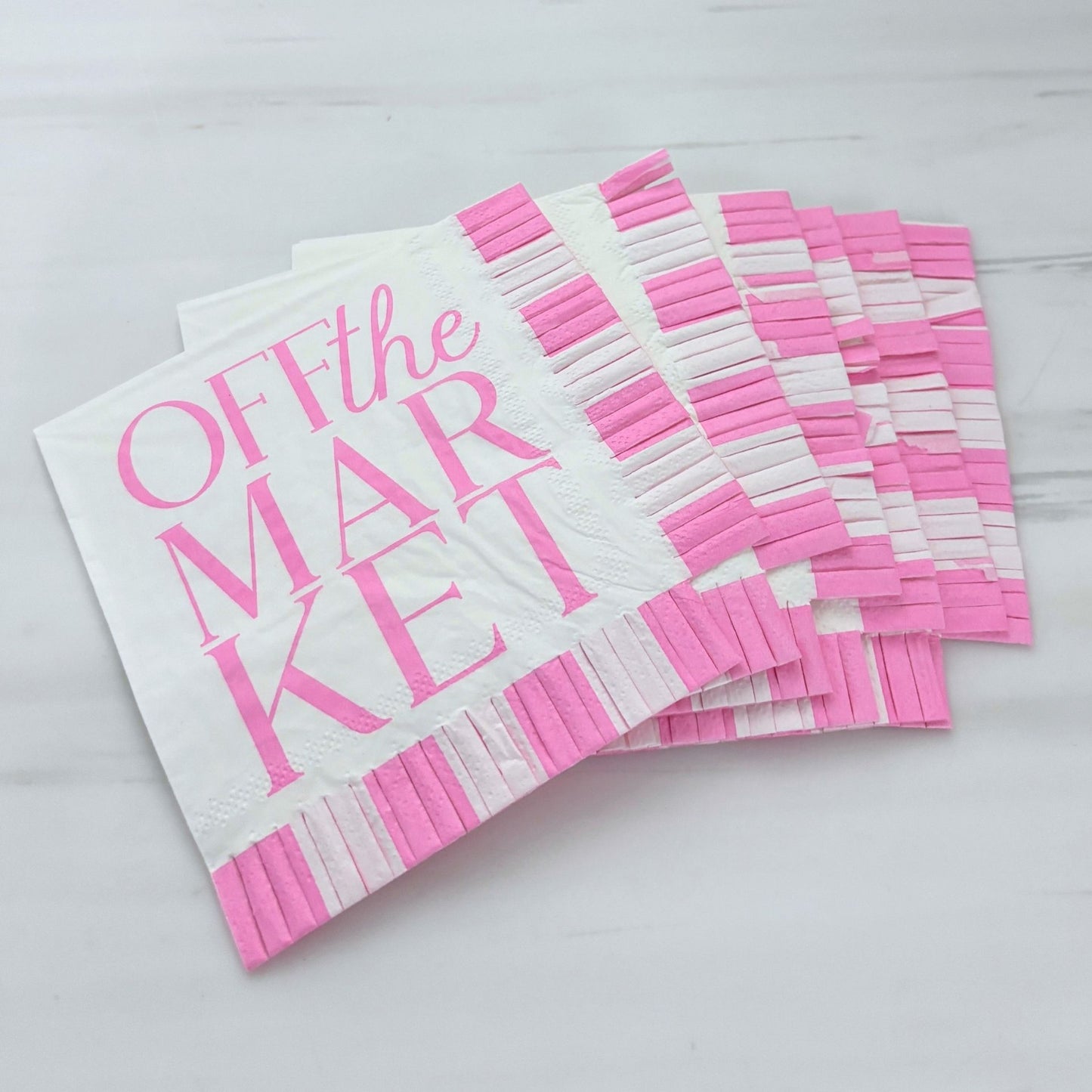 Off The Market Fringe Beverage Napkins | Party Cocktail Paper Napkin | 5"