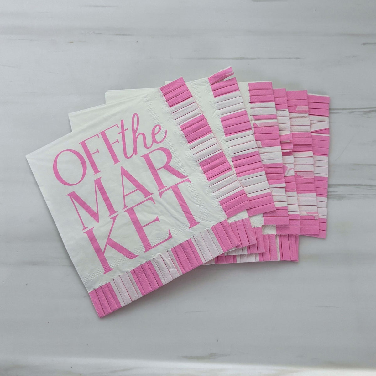 Off The Market Fringe Beverage Napkins | Party Cocktail Paper Napkin | 5"