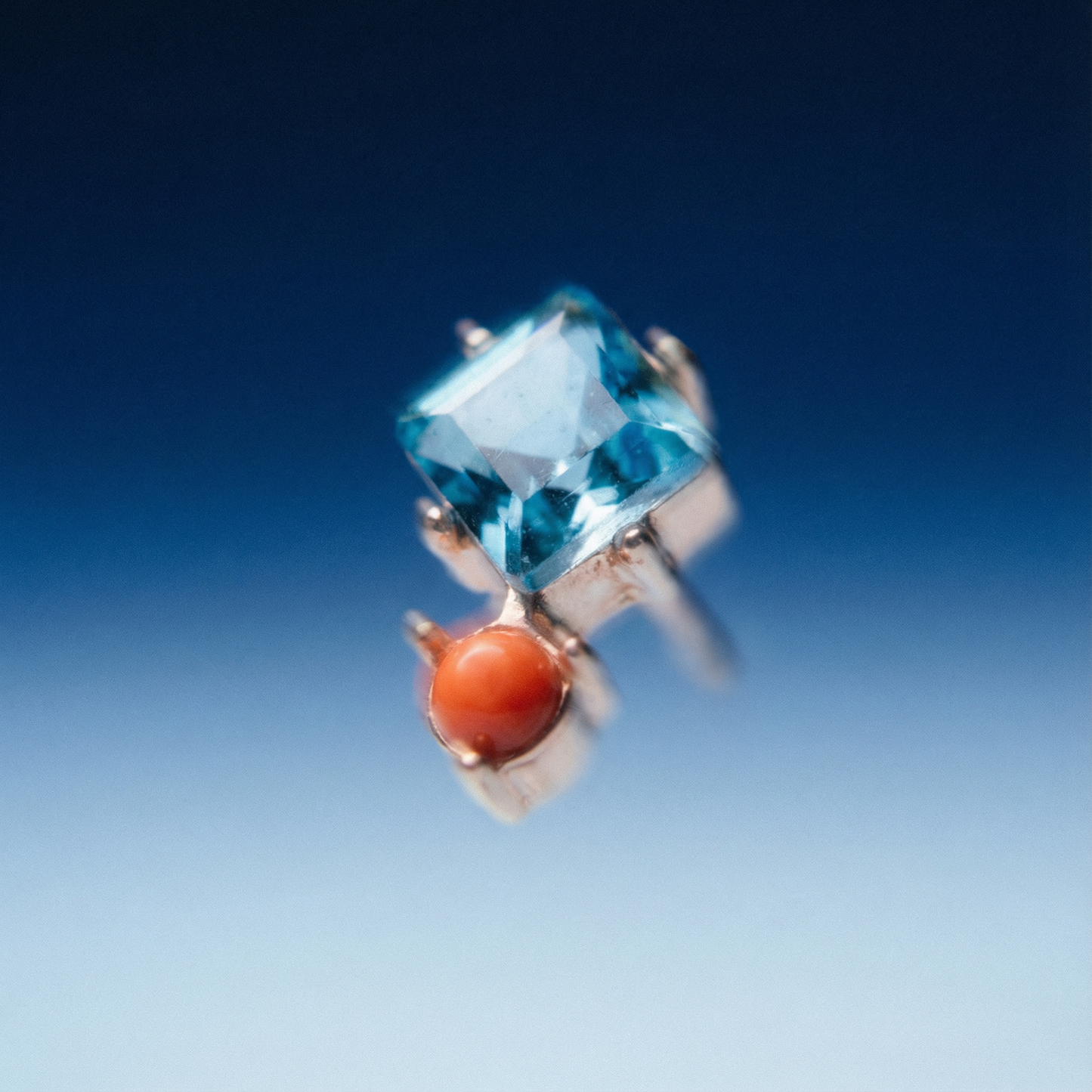 Oh Darling Blue and Coral Gemstone Earrings | Leather Tag