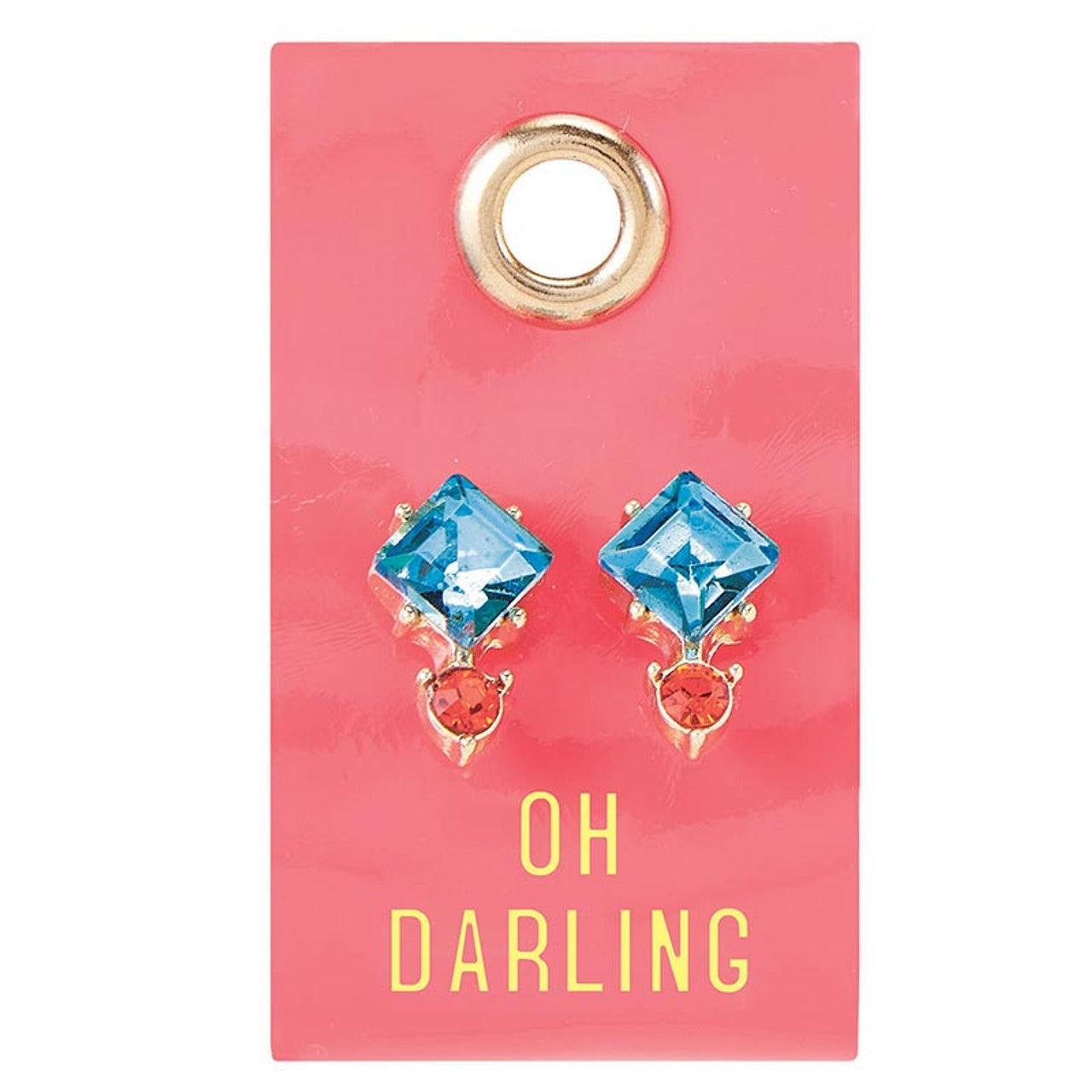 Oh Darling Blue and Coral Gemstone Earrings | Leather Tag