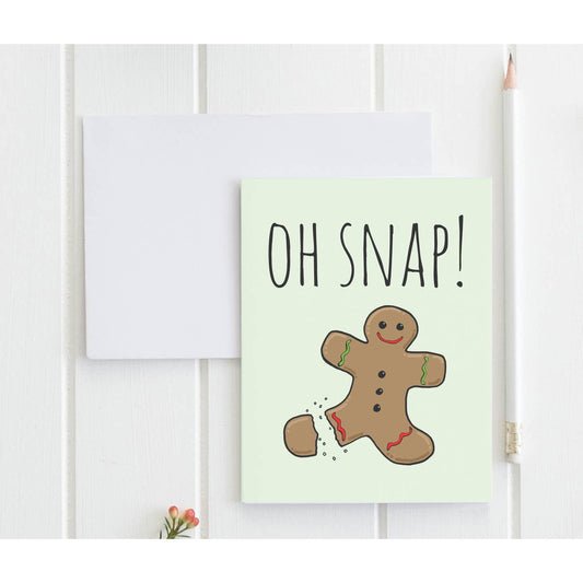 Oh Snap! Funny Gingerbread Man Holiday Greeting Card-Moonlight Makers-The Bullish Store