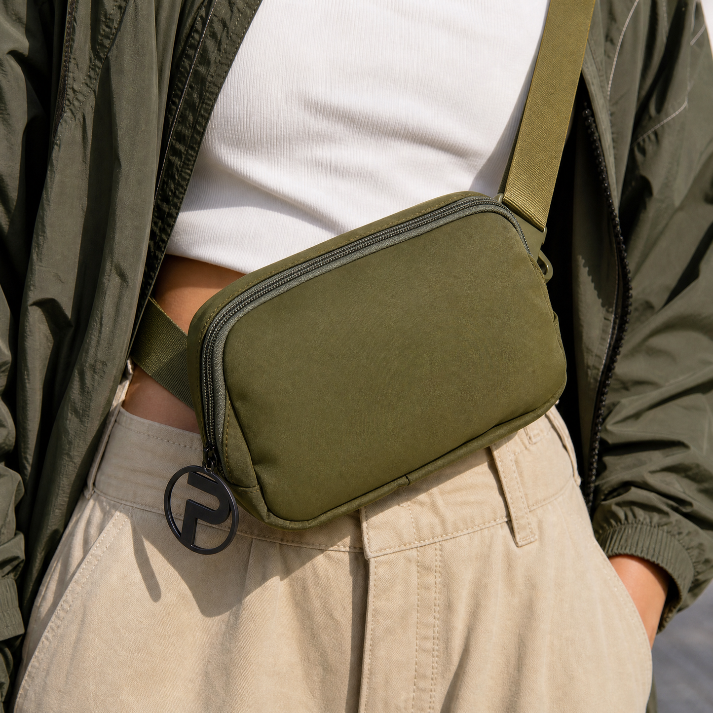 Olive Belt Bag | Fanny Pack Cross Body Bag-Pomchies-The Bullish Store