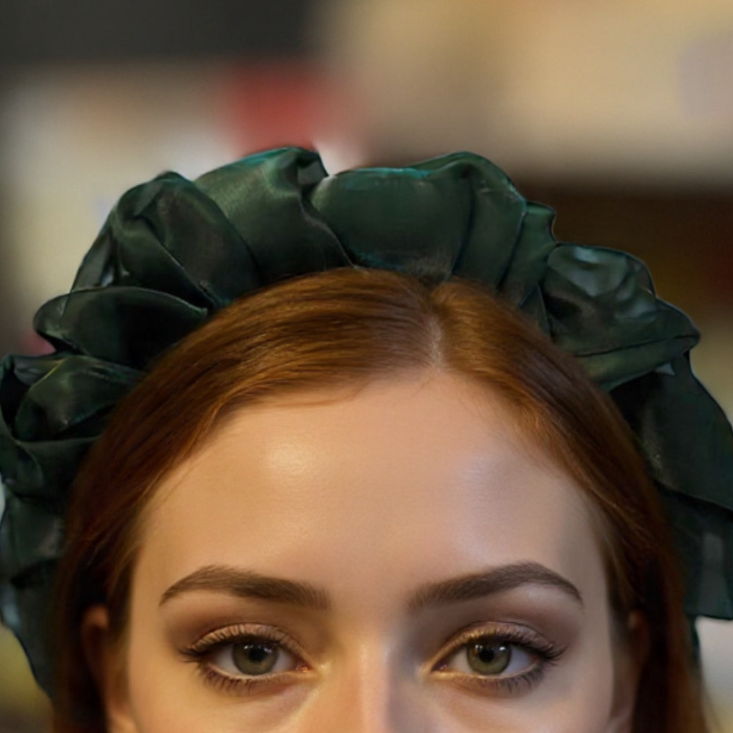 Olive Chiffon Headband | Poly Satin Green Headpiece Hair Accessory | 6.25''