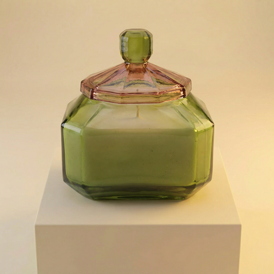 Olive Jar Candle | Leather & Leaves Scented Glass Candle