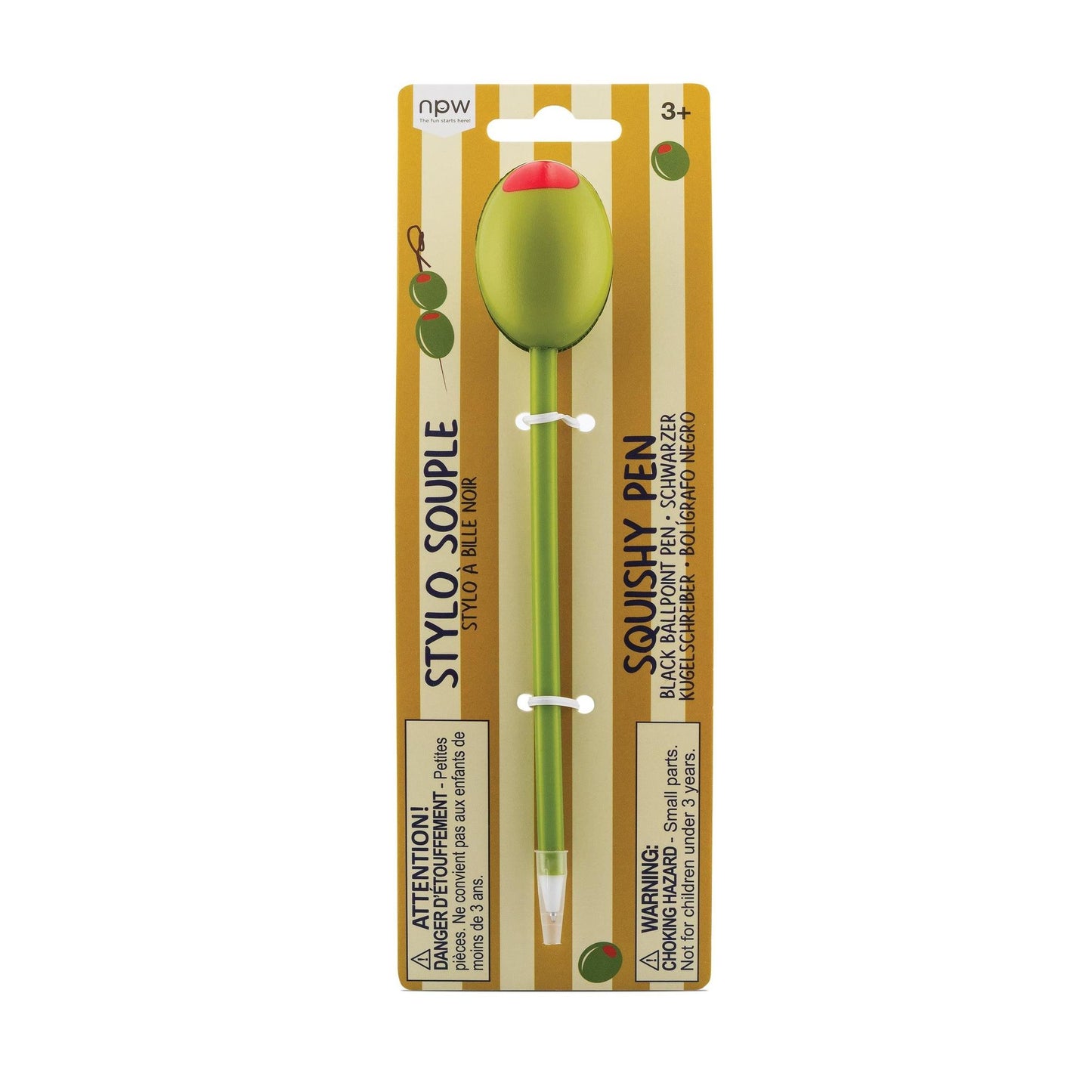Olive Squishy Pen | Funny Ballpoint Pen with Squeeze Olive Topper
