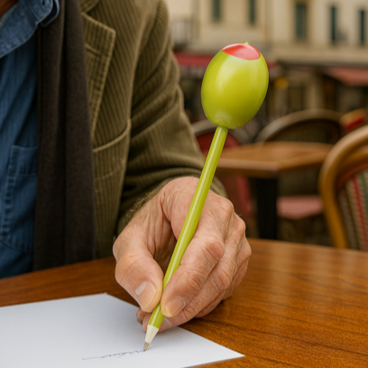 Olive Squishy Pen | Funny Ballpoint Pen with Squeeze Olive Topper