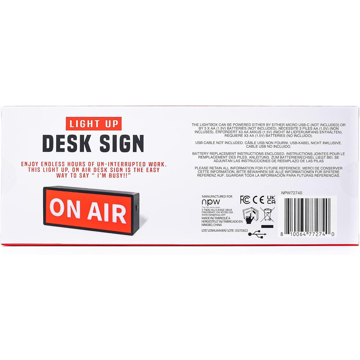 On Air LED Desk Sign | USB Powered | Wall Mount or Desktop | Streaming, Podcast, WFH | NPW-NPW-The Bullish Store