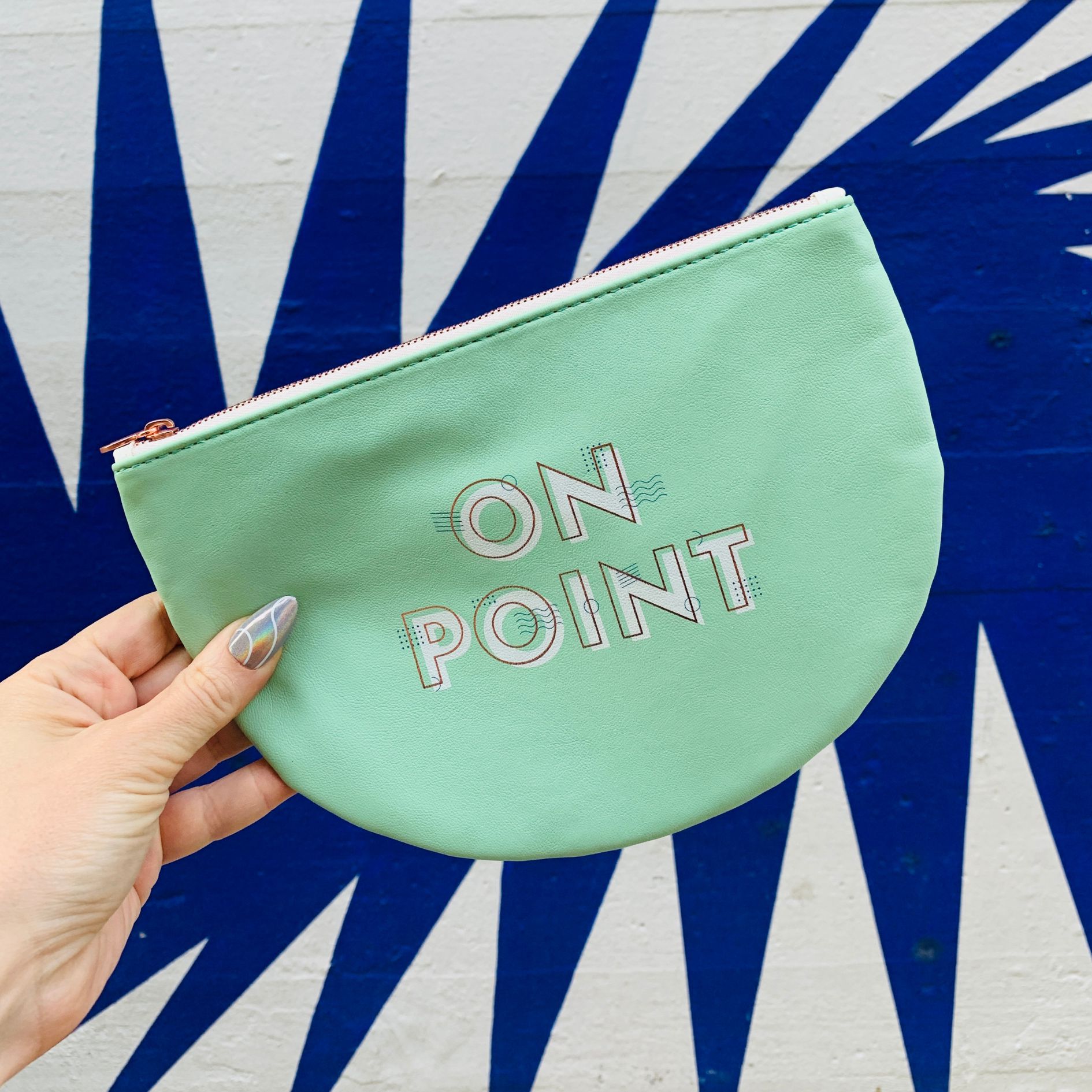 On Point Rounded Green Pink Cute/Cool/Unique Zipper Pouch/Bag/Clutch/Cosmetic/Makeup Bag