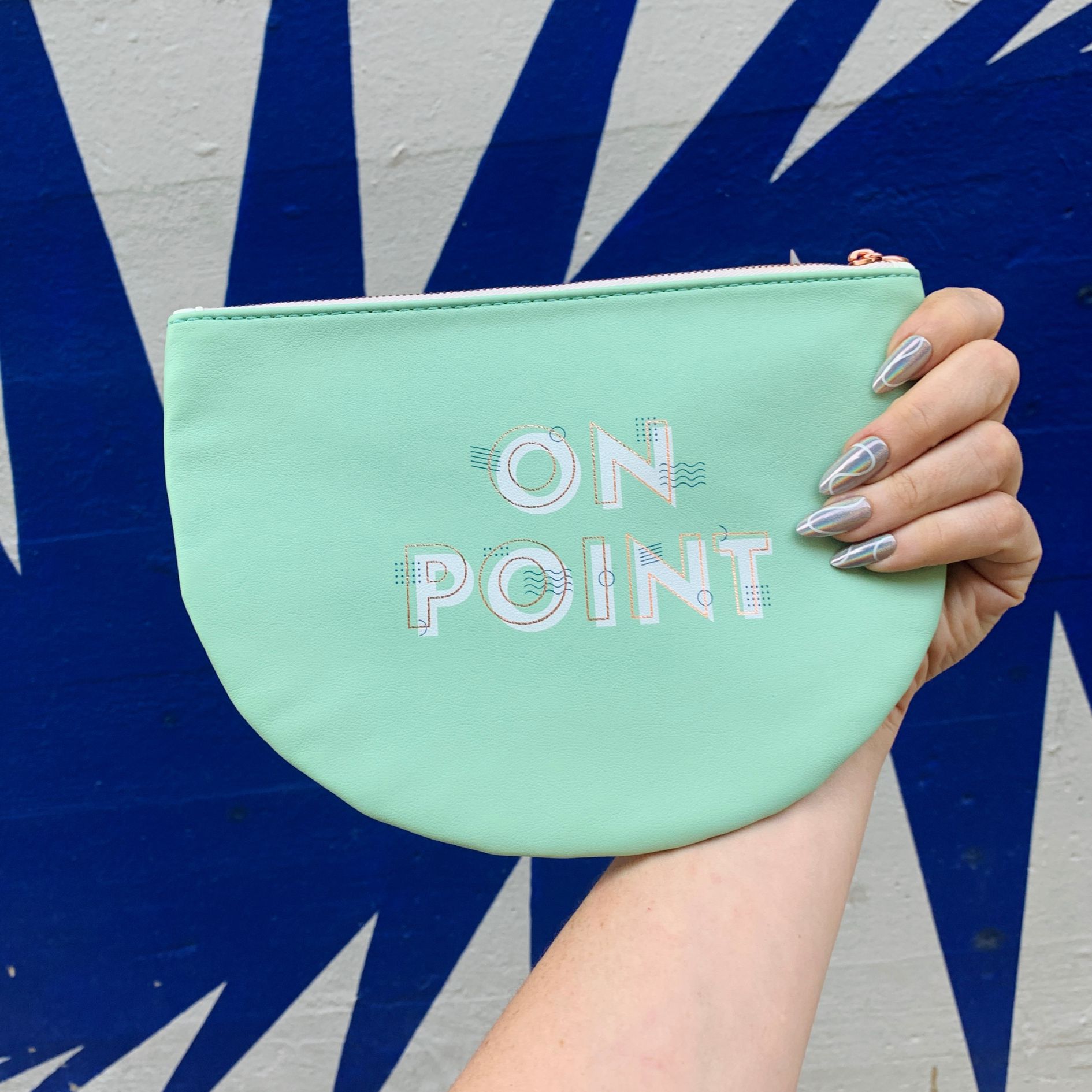 On Point Rounded Green Pink Cute/Cool/Unique Zipper Pouch/Bag/Clutch/Cosmetic/Makeup Bag