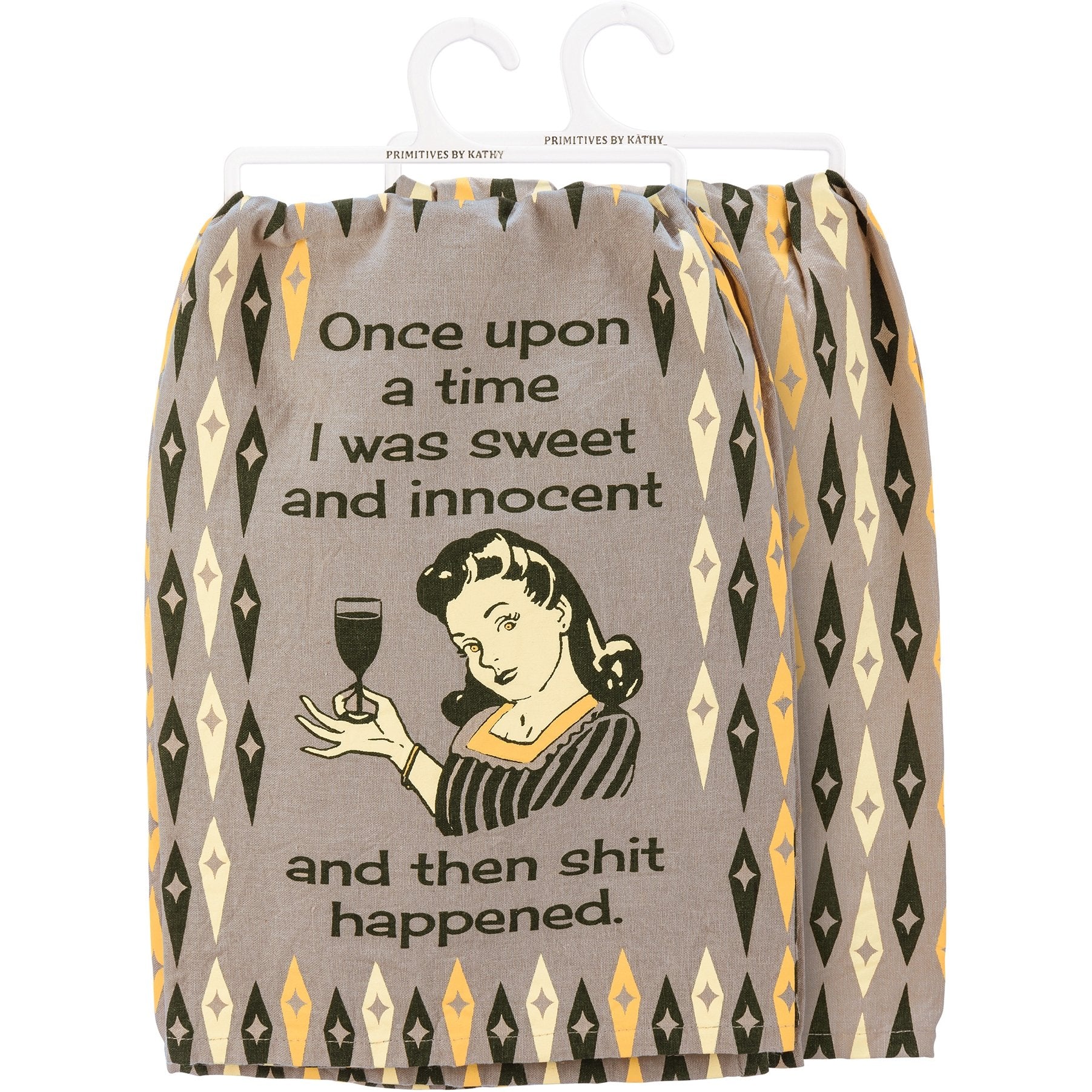 Once Upon A Time I Was Sweet And Innocent And Then Shit Happened Dish Cloth Towel | Novelty Tea Towel | Cute Kitchen Hand Towel | 28" x 28"